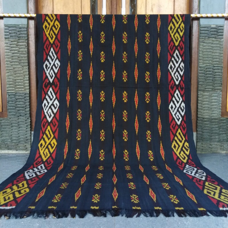 Kain Tenun Ikat Etnik Warna Hitam kuning Tenun Troso jepara