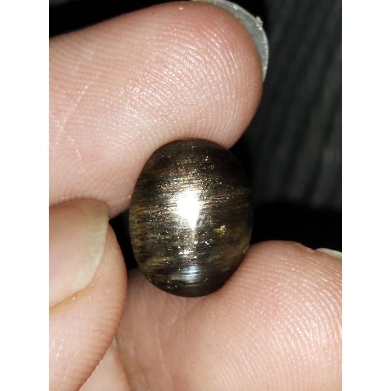 Natural Black Sunstone Star 12.5 x 10 x 6 mm 5.65 Ct Batu Matahari Hitam Oval Cabochon Code 1625