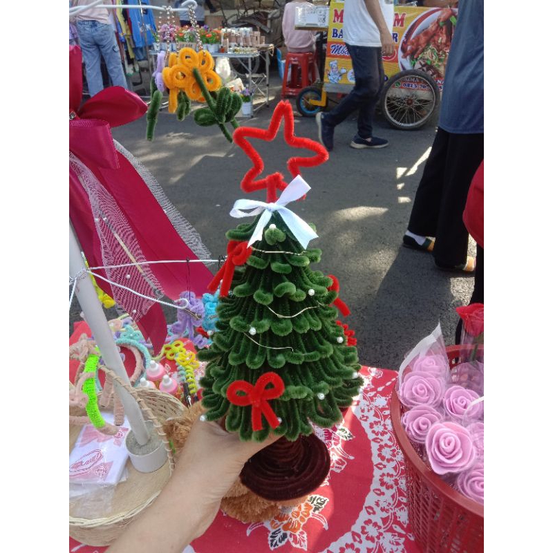 POHON NATAL MINI LAMPU // KAWAT BULU