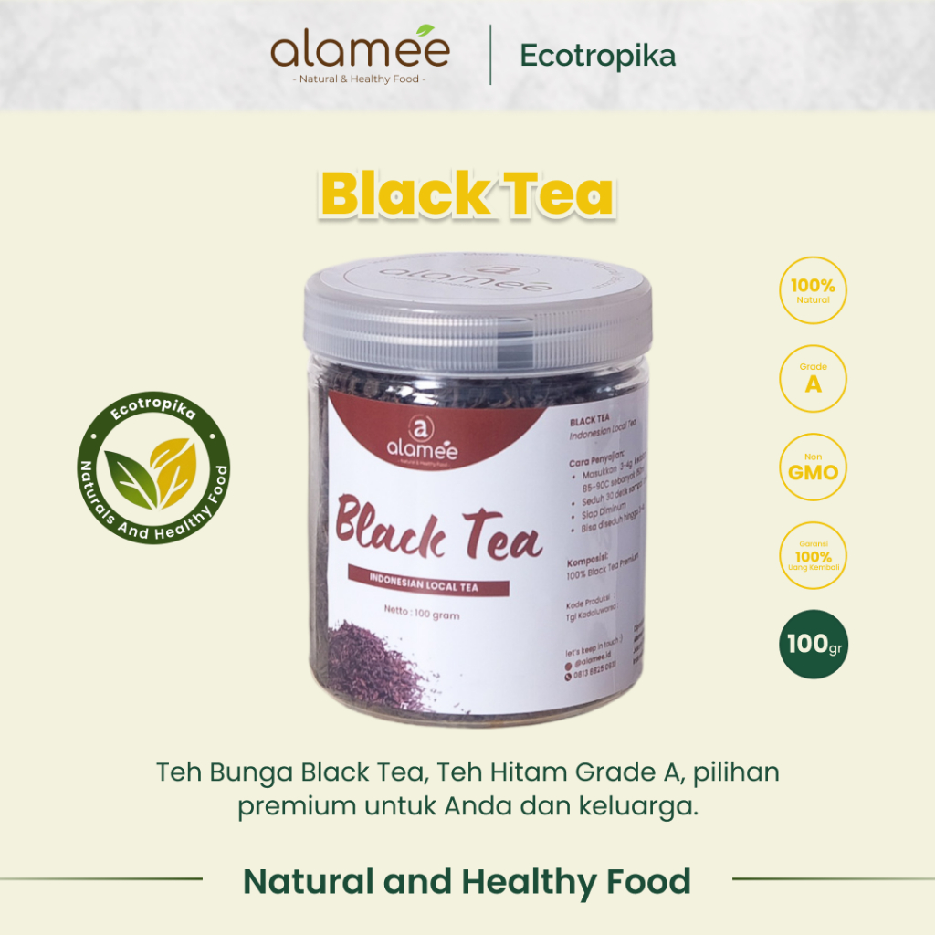 

Black Tea Teh Organic Bunga Kering Hitam Dried Alami Organik Premium 100gr