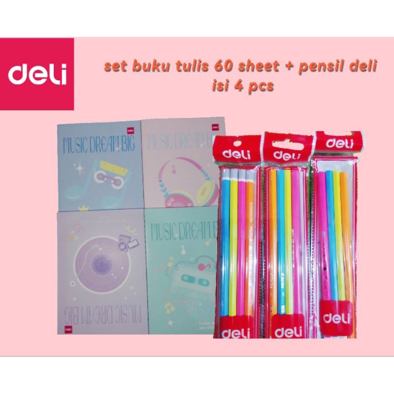 

set [DELI NOTEBOOK × AGNESMO] + pensil deli isi 4 pcs/buku tulis special edition agnesmo + pensil deli