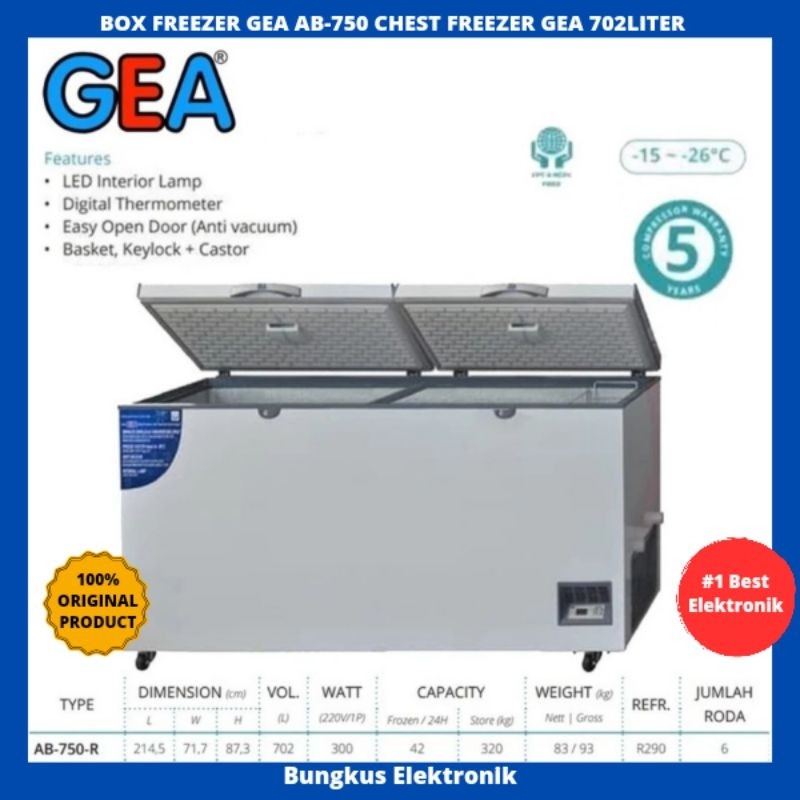 BOX FREEZER GEA 702LITER AB-750 CHEST FREEZER GEA 702L