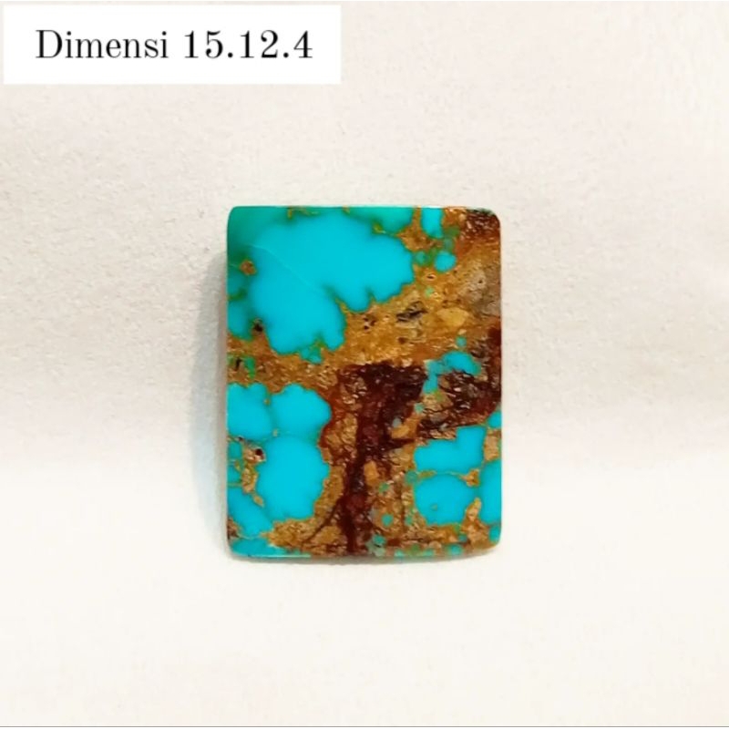 Original Batu Pirus Persia Biru Toska Urat Emas Kotak