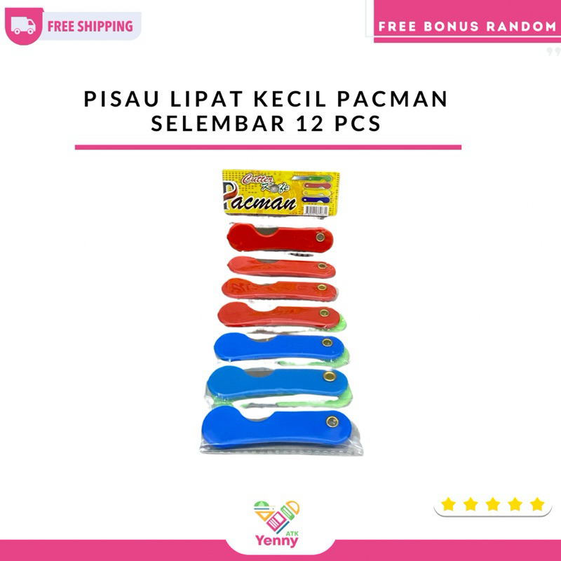 

Pacman Cutter Kecil 1 Lembar 12 Pcs | Pacman Pisau Lipat 12 Pcs
