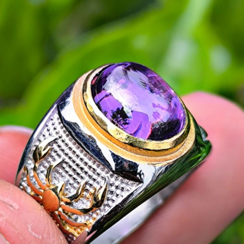 Cincin Batu Kecubung Wulung Size Kantoran Mewah & Elegan