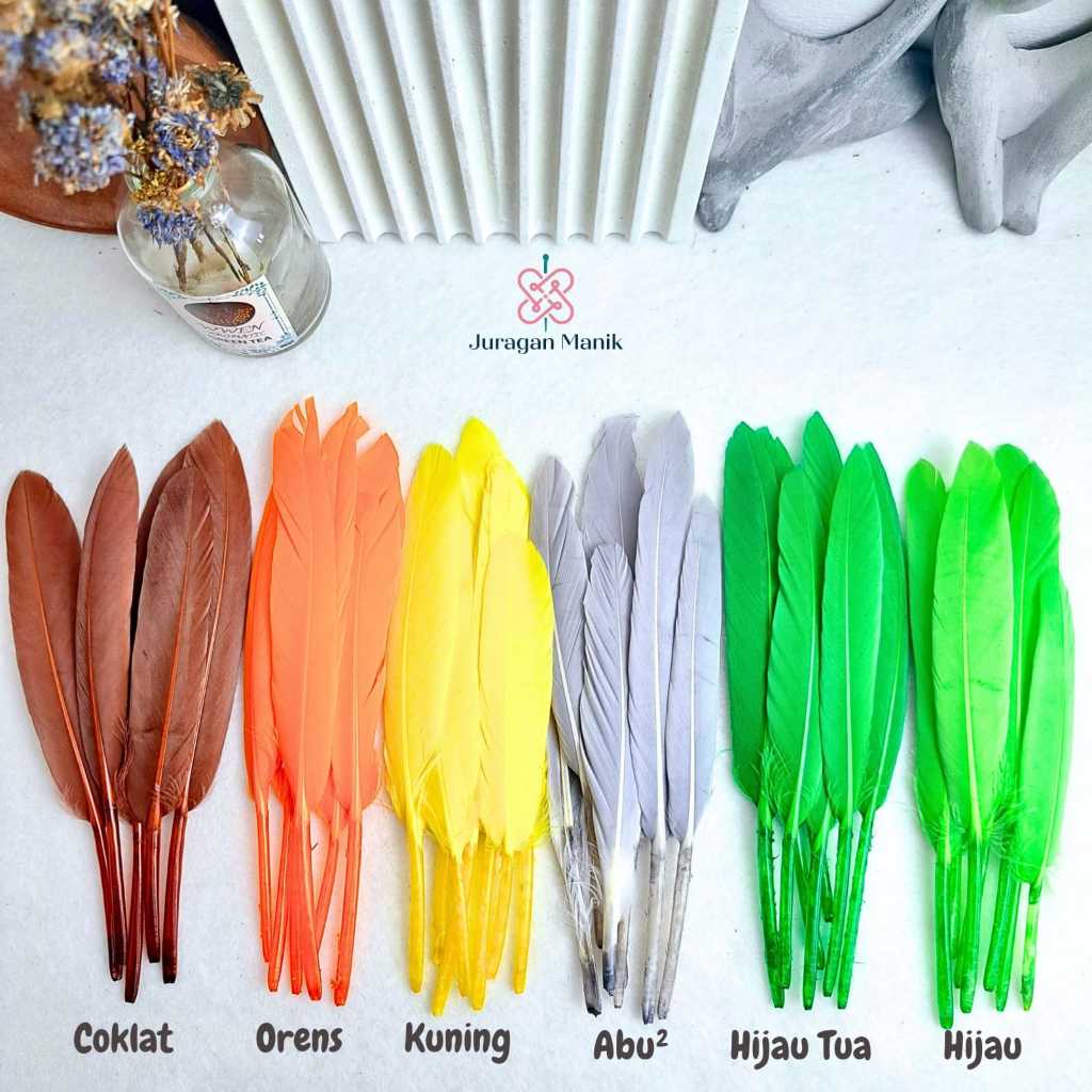 25pcs BULU AYAM BETINA WARNA MERAH PUTIH - BULU AYAM HALUS WARNA WARNI