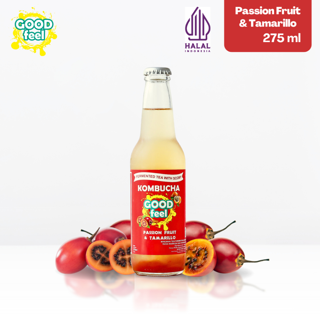 

Good Feel Kombucha Passion Fruit & Tamarillo 275 ml Minuman Teh Sehat Probiotik Sari Buah Asli Fermentasi Scoby