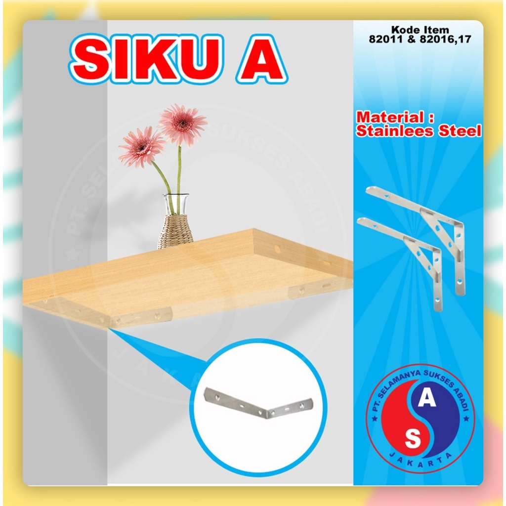 Besi siku A 20 CM/30CM/40CM rak dinding serbaguna, bracket STAINLESS Rak STAINLESS Siku Ambalan Peny