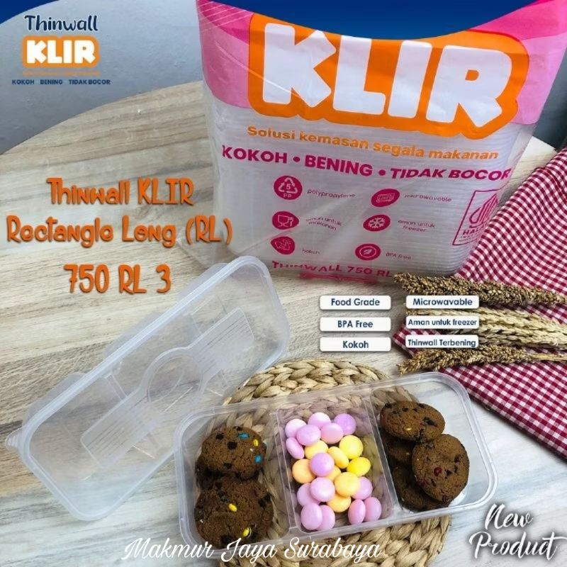 Thinwall Klir Sekat 3 RL 3/Thinwall Klir RL 3/Thiwall Klir Rec Long 3/Thinwall 3 Sekat/Kotak Makan S