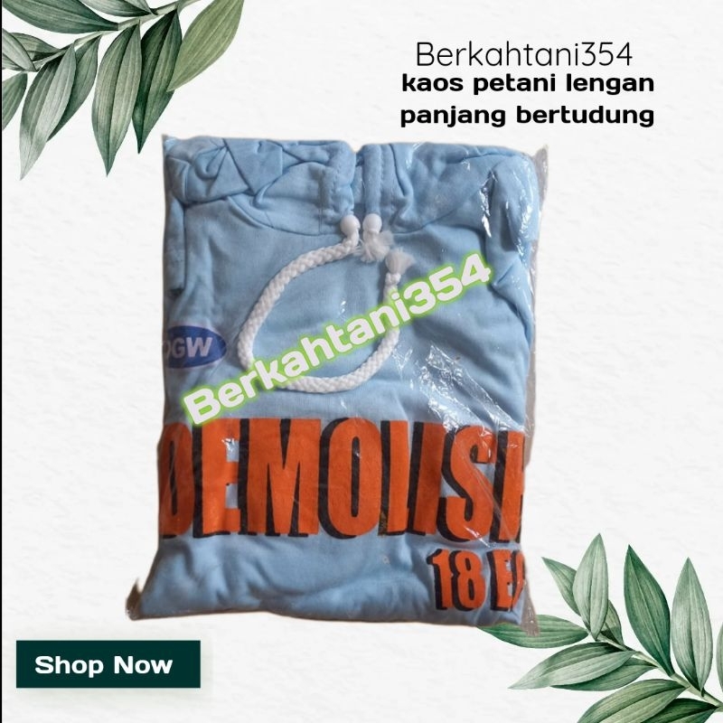 Kaos lengan panjang bertudung kaos petani lengan panjang tudung tutup kepala