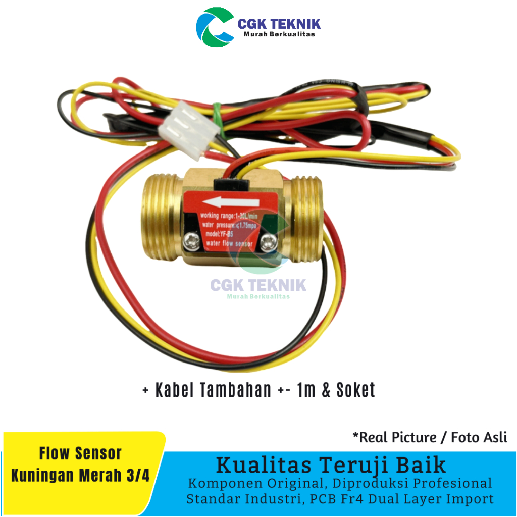 Cgk Teknik - Sensor Pom Mini Pertamini Flow Sensor Kuningan 3/4 Merah