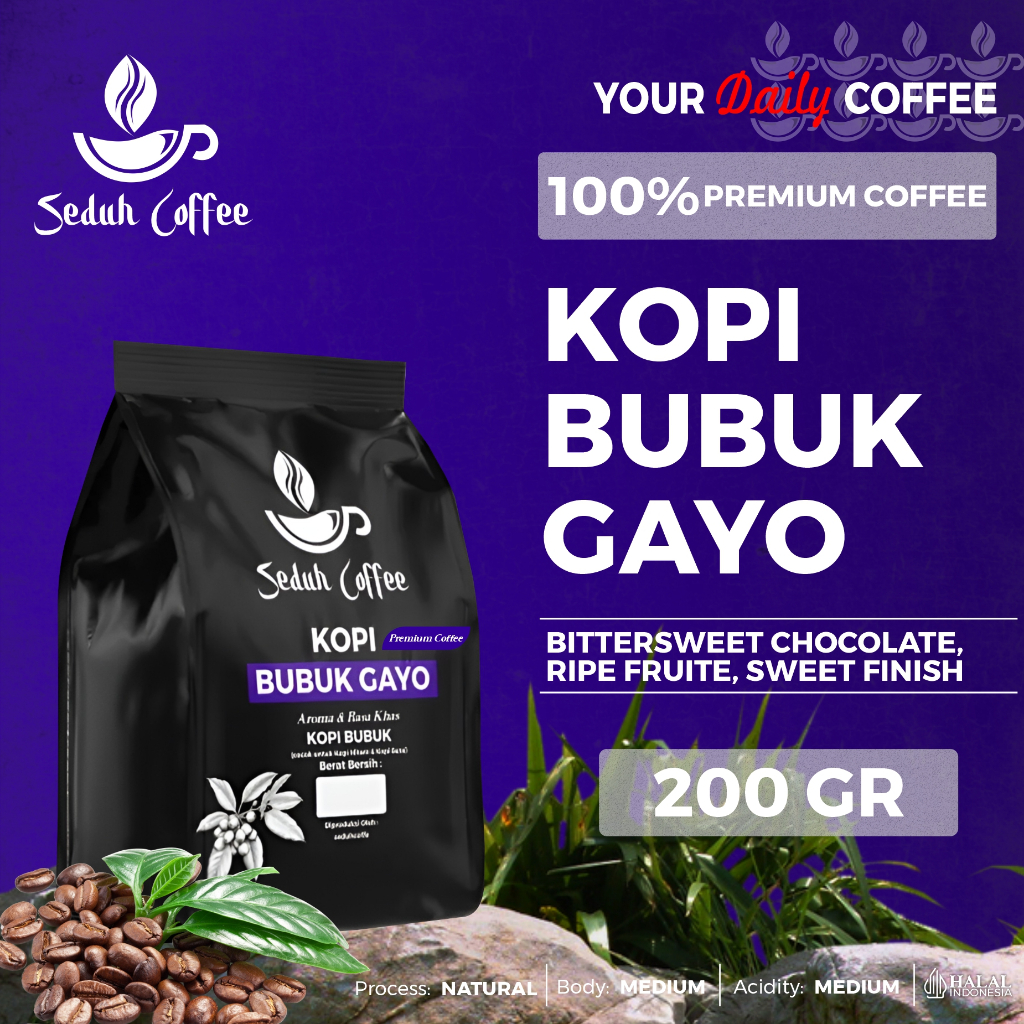 

SEDUH- Bubuk Kopi Bubuk Gayo Premium bergaransi 200gr