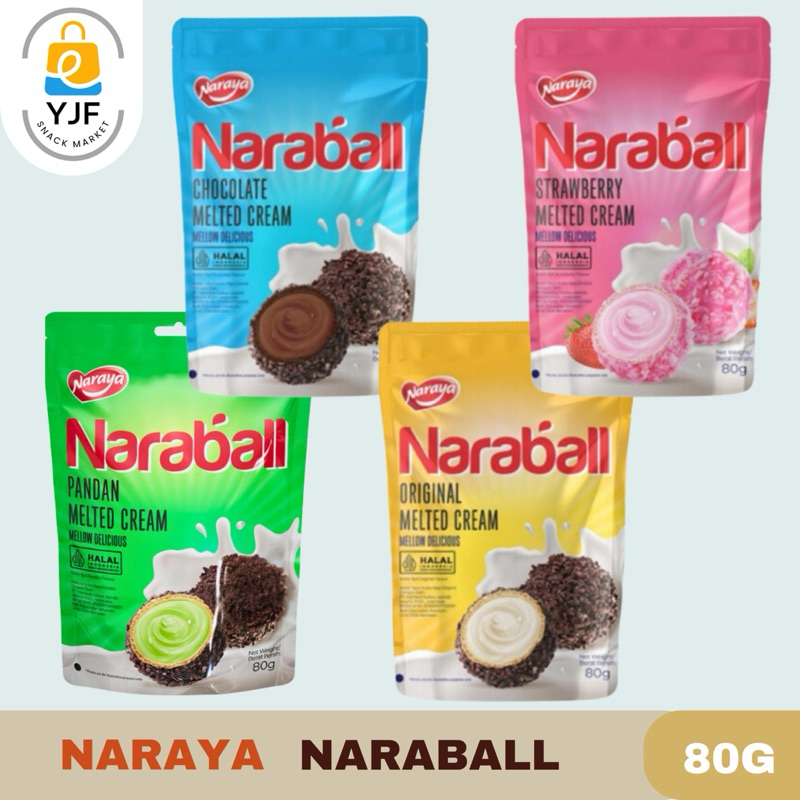 

Naraya Naraball Choco Ball / Biskuit Coklat Ball / Wafer Ball Coklat Isi Krim Lumer Rasa strawberry / Pandan - 80g