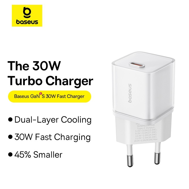 Baseus Kepala Charger 30W / 20W GaN5S Fast Charger 1C - 30W