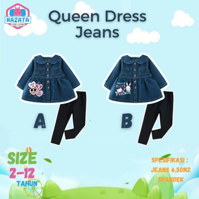 PO ‼️ Pre Order | QUEEN DRESS JEANS BY NAZATA KIDS WEAR
