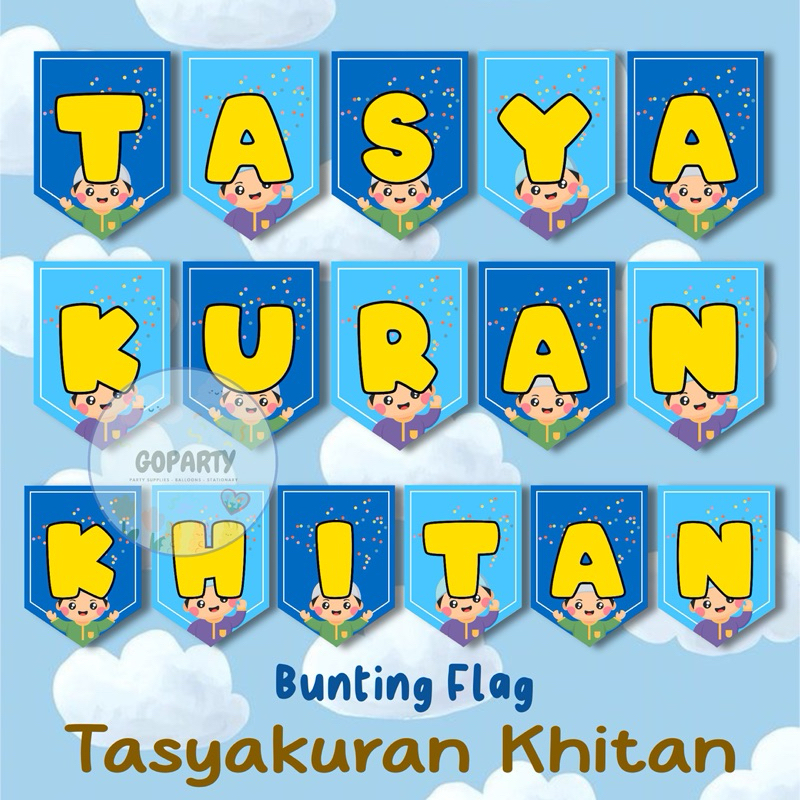 TASYAKURAN KHITAN BUNTING FLAG BANNER BENDERA DEKORASI KHITANAN HIASAN