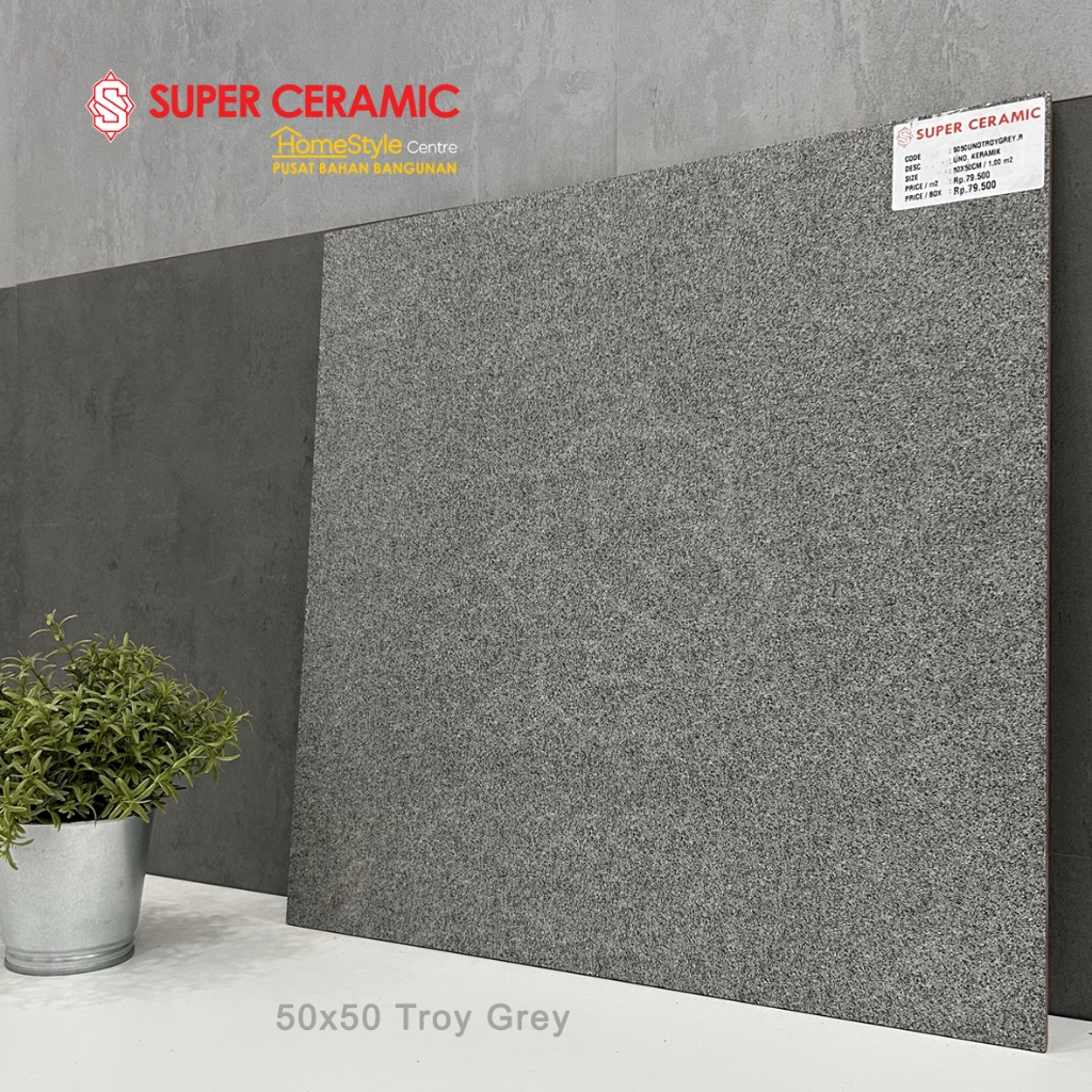 UNO 50x50 Keramik Lantai Kasar - TROY Grey / TROY Dark Grey