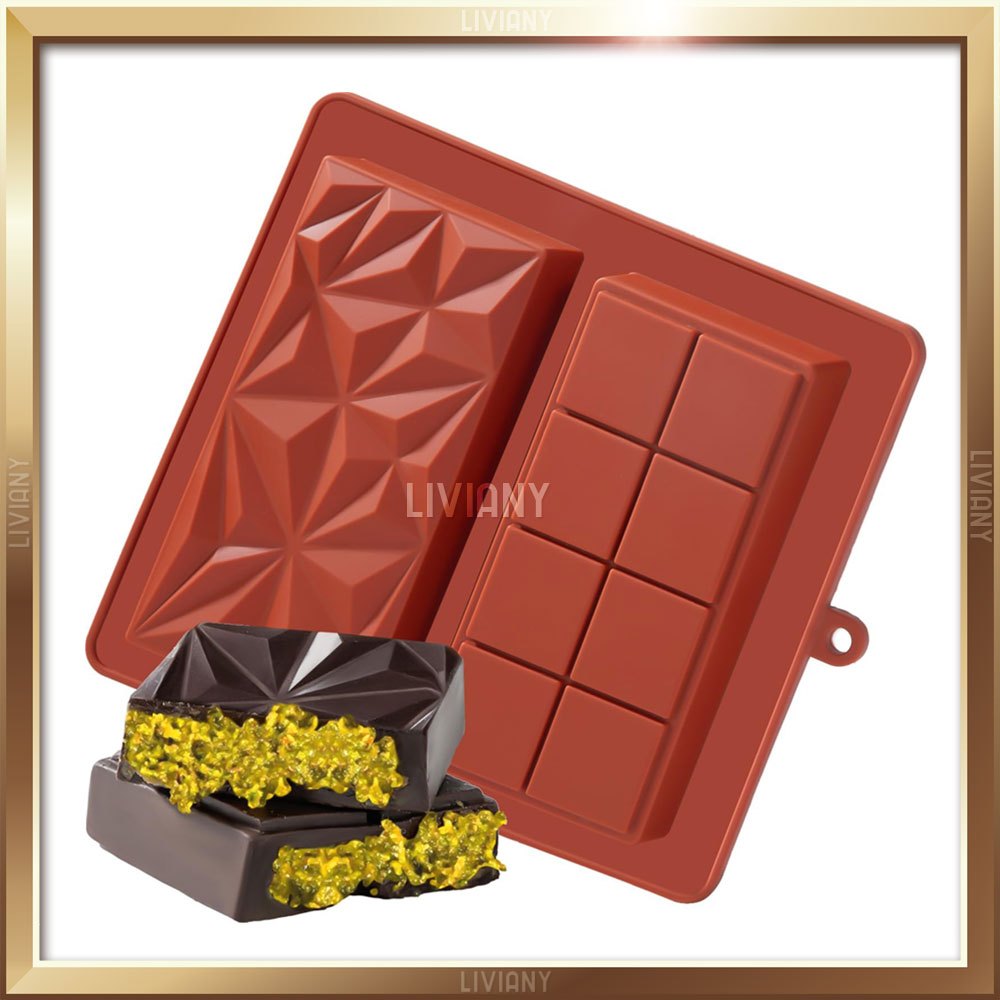 Cetakan Silikon Coklat Dubai Viral Persegi Panjang Besar Dalam 2 Motif , Silicone Mold Pistachio Kun