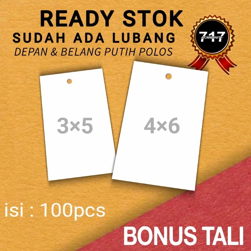 

hangtag polos 3x5cm label baju BONUS TALI ready stok label merek polos 100pcs