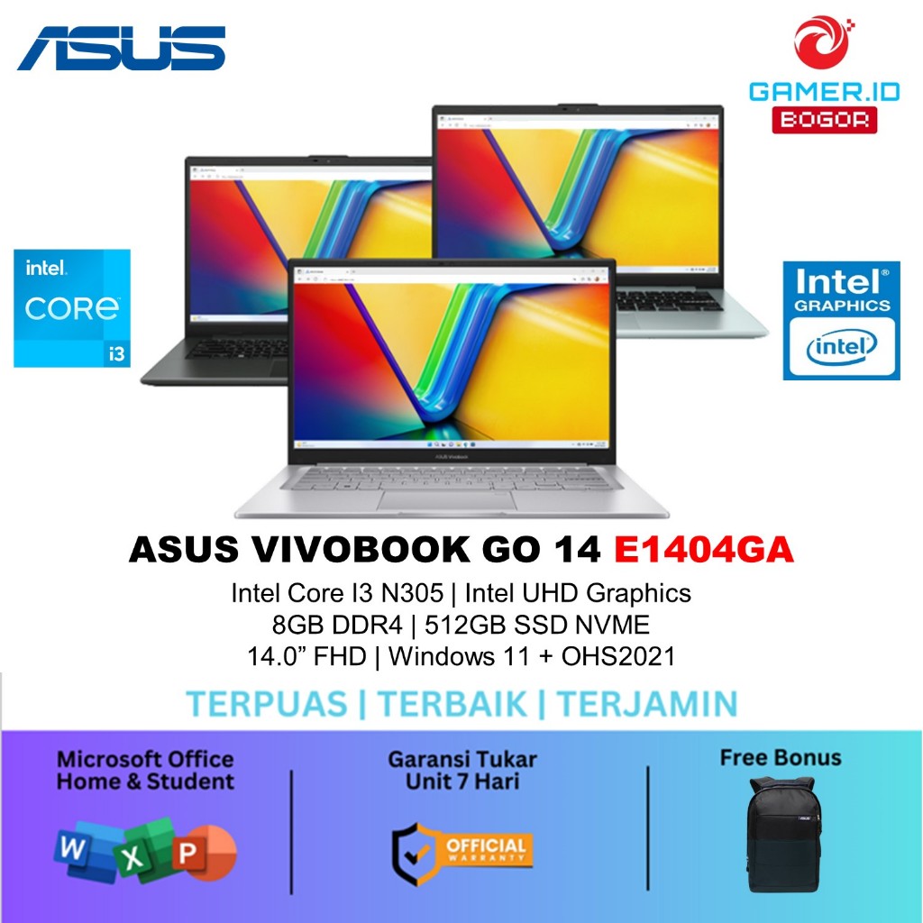 ASUS VIVOBOOK GO 14 E1404GA INTEL CORE I3 N305 8 CORE 8GB 512GB W11+OHS 14.0 FHD  -FHD351