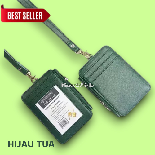 

Phoenix - 1Set Dompet Holder ID CARD + Tali ID CARD / Lanyard Kulit / Dompet Resleting ID CARD Kartu Multifungi / Name Tag Id Card kulit