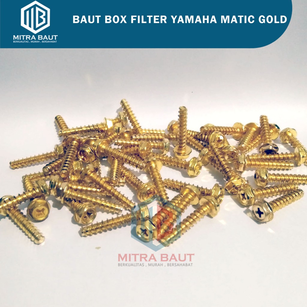 Paket Baut Box Filter Yamaha Gold / Baut Filter Yamaha 5x25 / Mio / Nmax / Aerox / Mio J / X ride