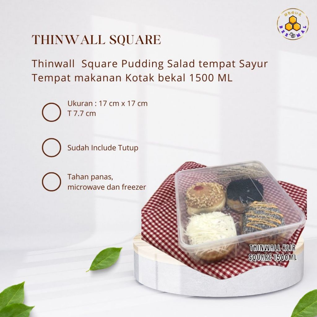 Thinwall Square Wadah Cup Tempat Simpan Makanan  Tempat  Salad Sayur Tempat Salad Buah Dessert Jelly