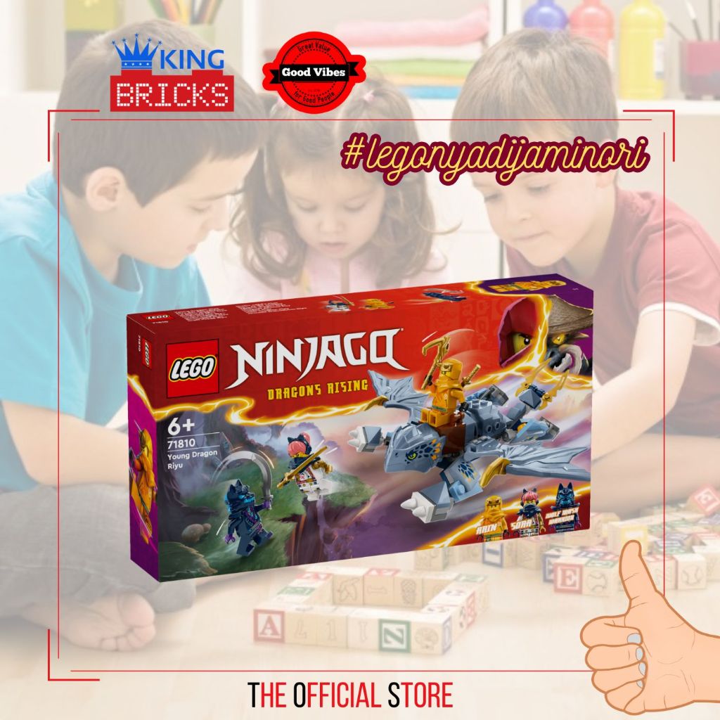 LEGO Original NINJAGO 71810 Young Dragon Riyu - Mainan Anak Edukasi Kreatif Robot Naga Ninja Game Te