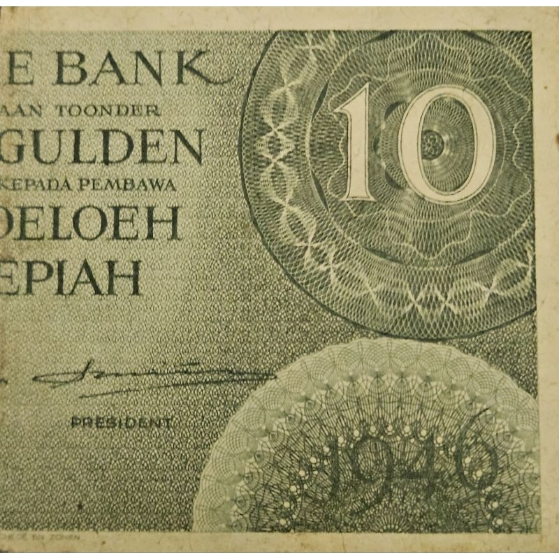 Uang Kuno Senering Negara Indonesia Series Federal 10 Gulden tahun 1946 Renyah Dijamin Original 100%