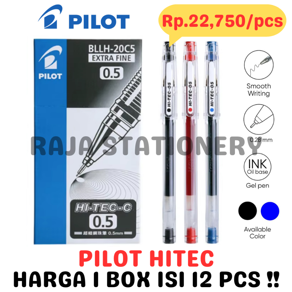 

PILOT HITEC PEN 0.3 0.4 BLACK BLUE RED GEL PEN PULPEN HI-TEC-C HI-TEC HITAM BIRU MERAH HITECH 03 04 LUSIN BOX [12PCS]