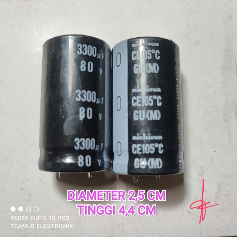 ELKO ELCO 3300uF 80V cabutan= BACA DHESKRIPSI