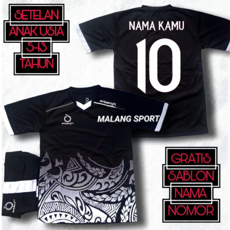 Gratis Sablon Nama Nomor Setelan Baju Olahraga Anak Usia 5-13 Tahun Setelan Baju Olahraga Sepakbola 
