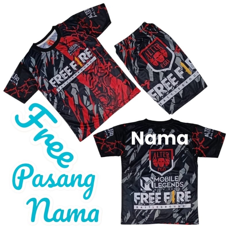 setelan baju gaming Free Fire , Free fire Mobile Legends Bisa custom Nama