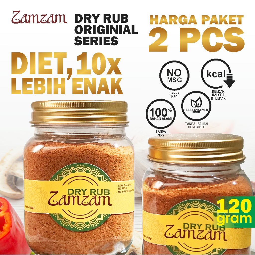 

Paket 2 Pcs Zam Zam Bumbu Marinasi Serba Guna, Dry Rub, Bumbu Ungkep, Rendah Kalori Rendah Lemak