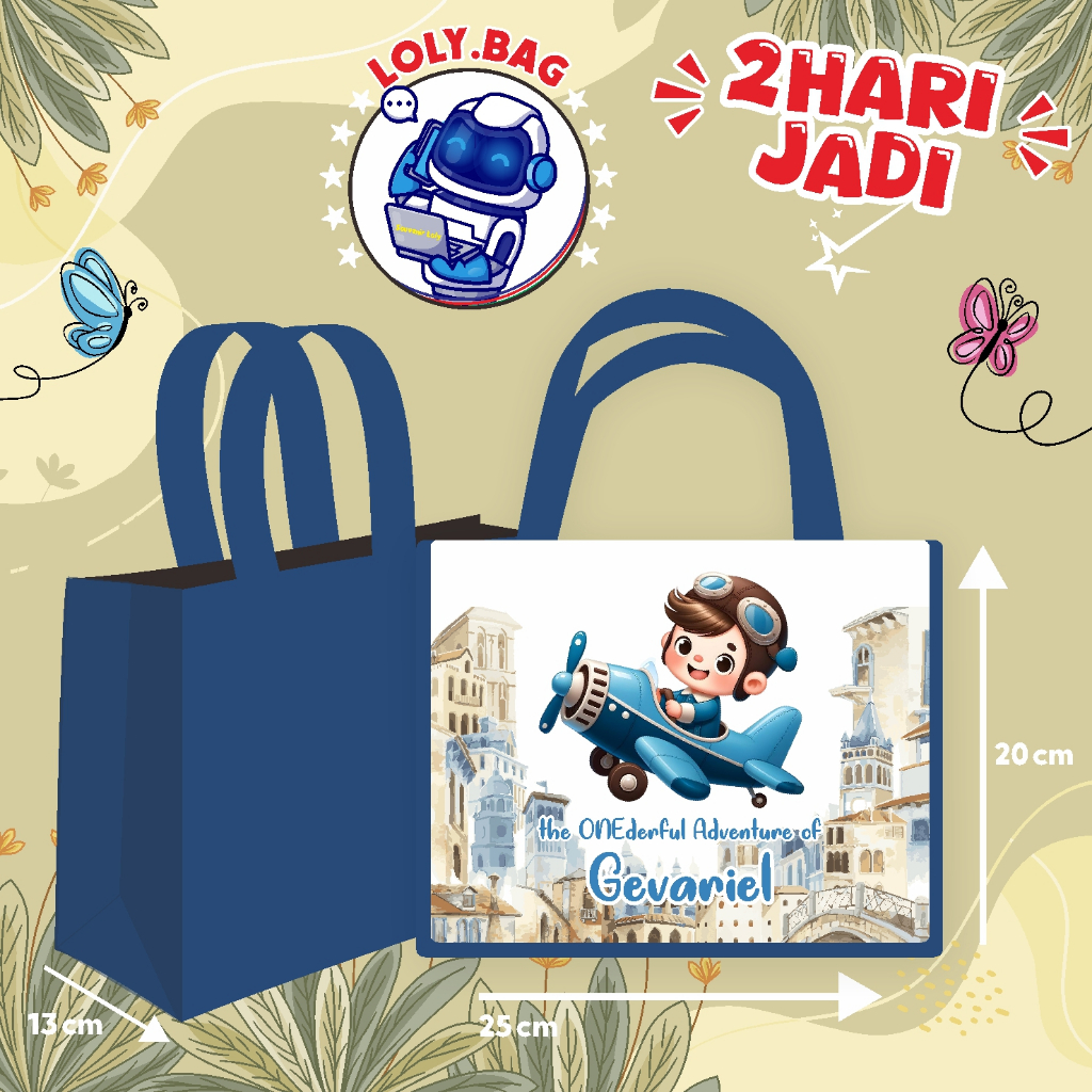 

Tas Ultah / Tas Ulang Tahun Murah/Goodie bag murah/souvenir ultah/Tas tema Pesawat / Transportasi