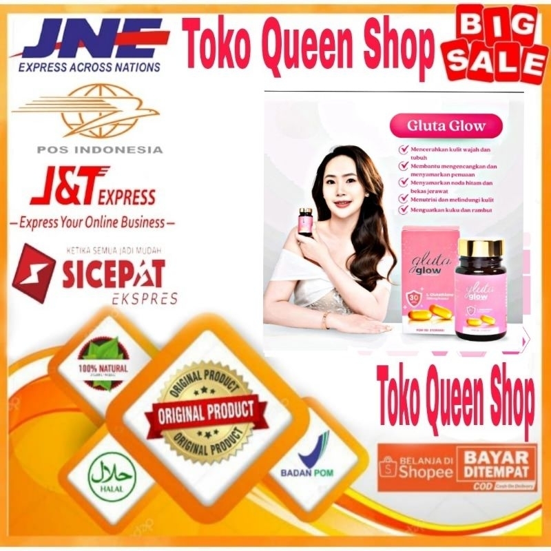 Gluta Glow Skin Up Plus 30 Kapsul Suplemen L Glutathione Pencerah & Pemutih Kuli Terbaik