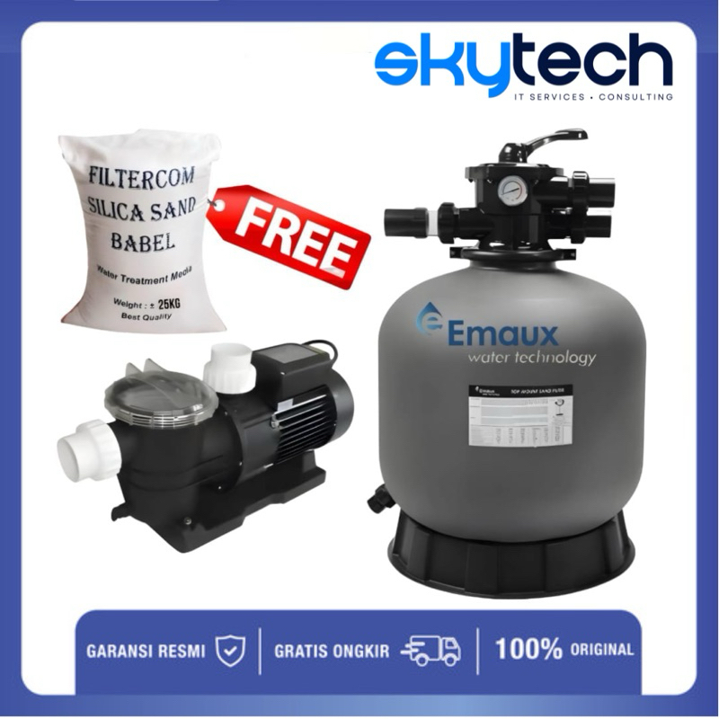 Pompa Air Kolam Renang 1 hp Paket pompa Kolam Renang + sand Emaux V350