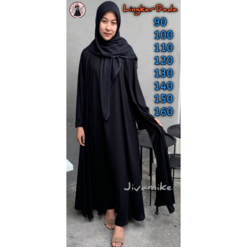 Abaya Turkey Kombinasi Outer Midi Dress Crinkle Jumbo Ld  130 140 150 160