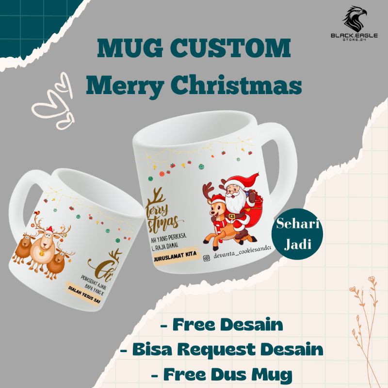 MUG CUSTOM MERRY CHRISTMAS / mug natal / hari natal / souvernir natal / mug murah sleman / mug santa