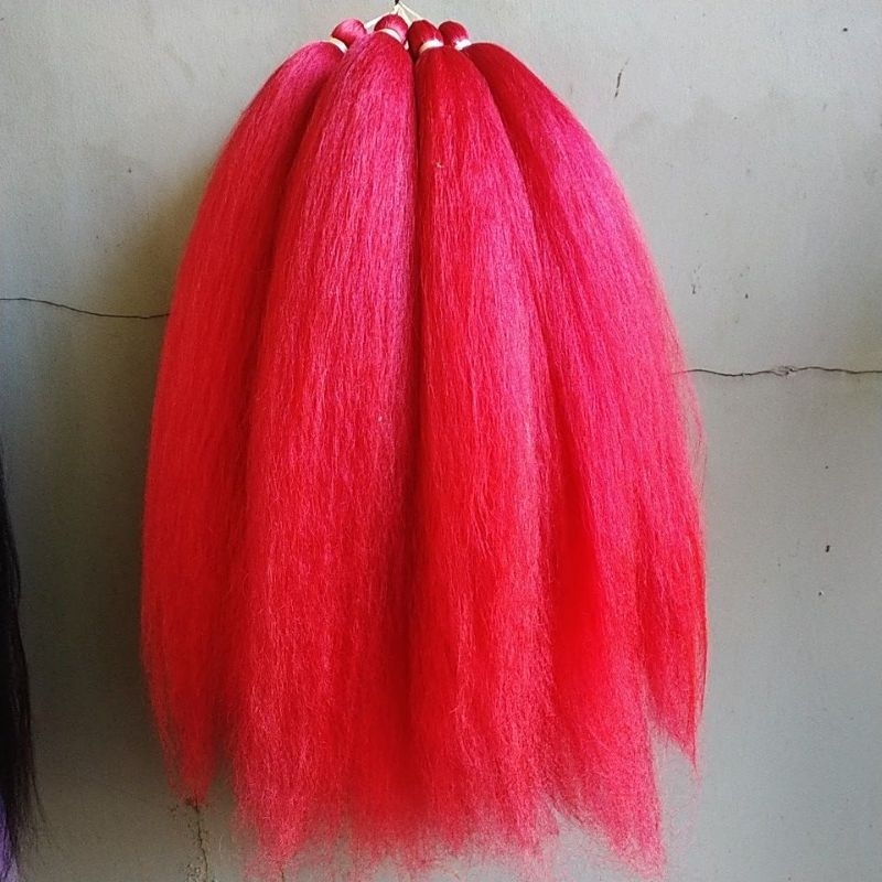 Rambut cemara pendek  warna MERAH CABE UKURAN 50-60cm