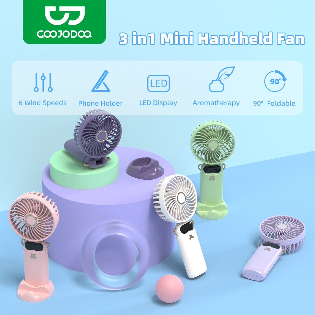 Goojodoq Kipas Angin Mini 10000mAh 5-Speed Wind Kipas Genggam Portabel Karakter LED Display Portable