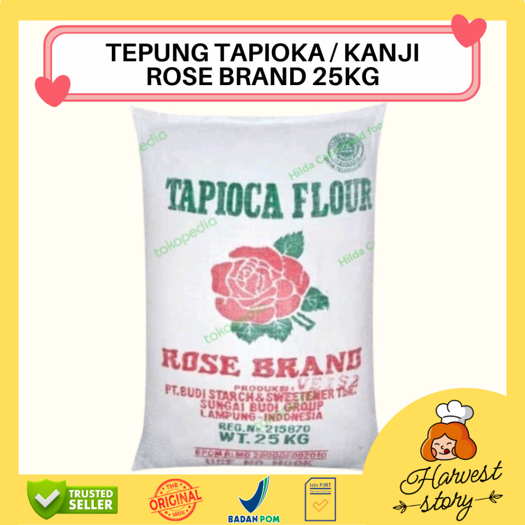 

TEPUNG TAPIOKA ROSE BRAND KANJI MAWAR 25KG / TAPIOKA ROSE BRAND ZAK 25KG