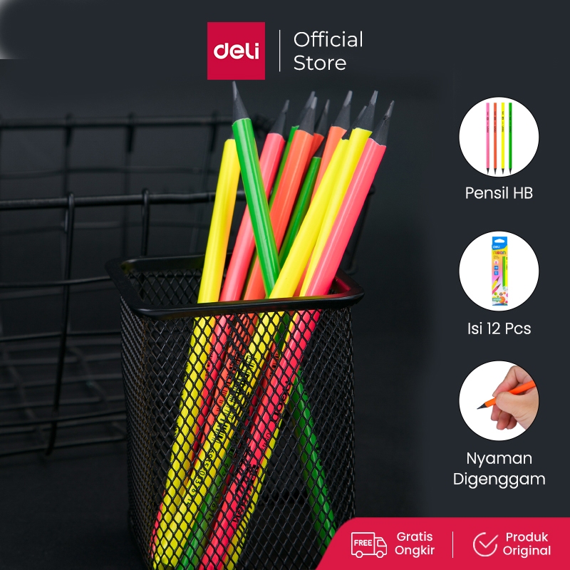 

Deli Pensil Grafit HB φ8 × 175mm 12 pcs / box Desain Berbentuk Segitiga EU54700