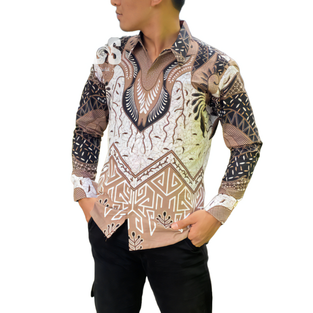 Outer Kemeja Pria Batik Sri Kencana Lengan Panjang Inner Furing Katun Halus