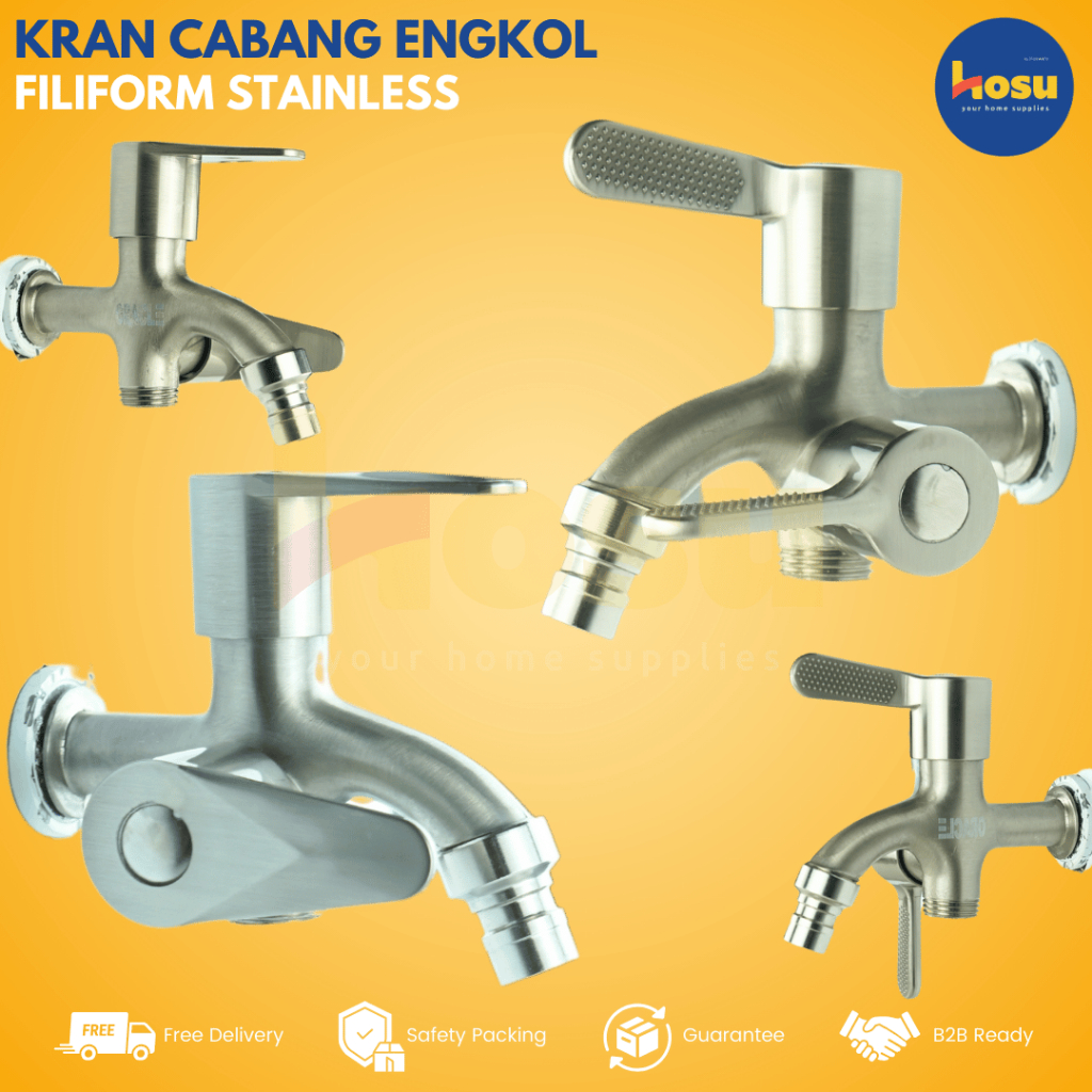 ORACLE Kran Air Cabang Double 2 Lubang Stainless Steel Doff Mesin Cuci / Keran Cabang Hand Shower Ja