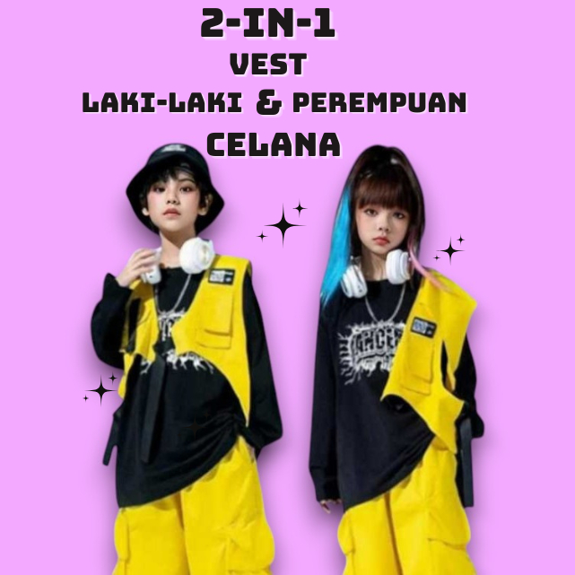 YUGA Baju Dance Anak Laki Laki dan Perempuan Streat Dance KoreaN Style 4 - 14 Tahun