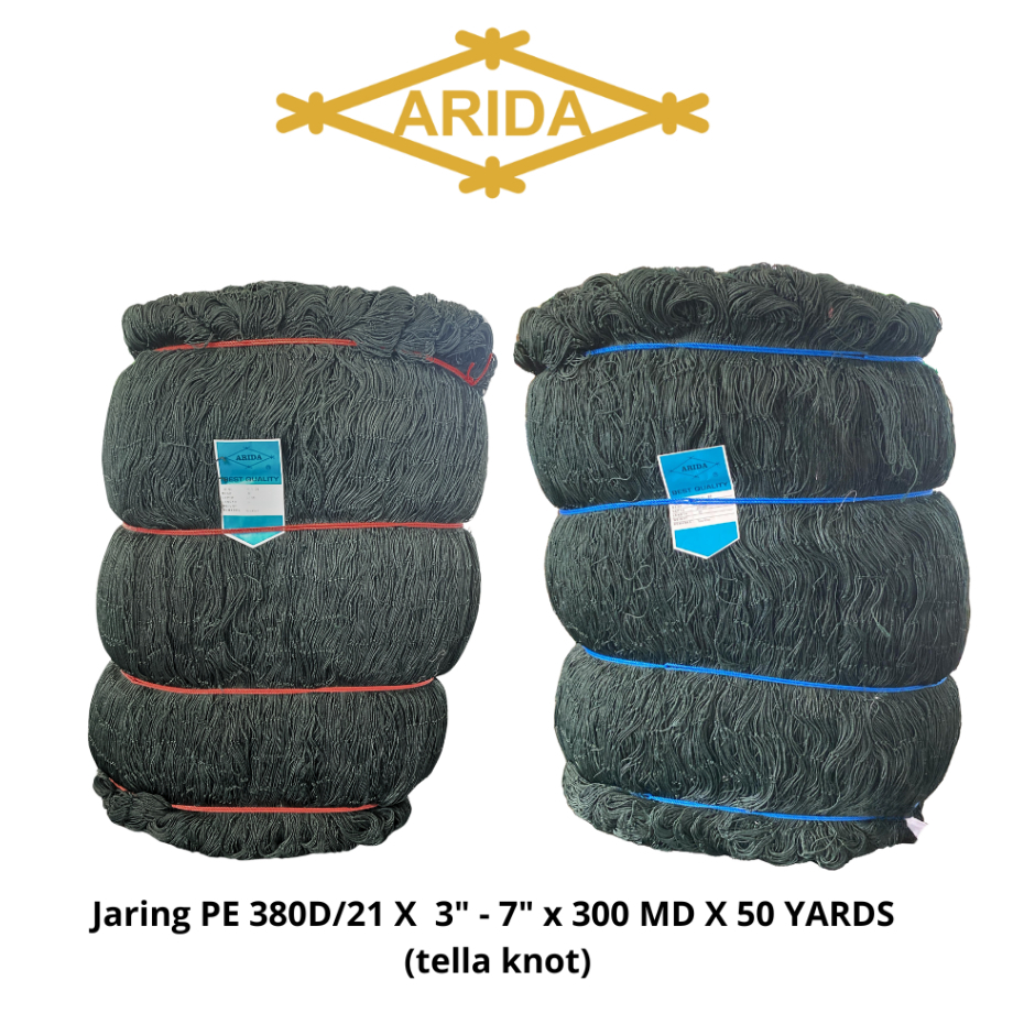 ARIDA Jaring PE 380D/21 X 3" - 7" x 300 MD 50 YARDS (tella knot)