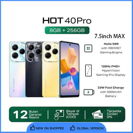 【Bisa COD】INFINIX Hot 40 Pro 16GB+512GB HD Handphone android 7000mAh 5G HP murah Smartphone Helio G9