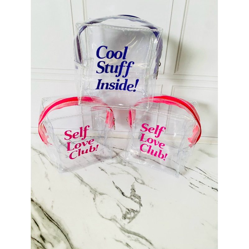 Pouch kosmetik mika bening sablon minimal 100 pcs