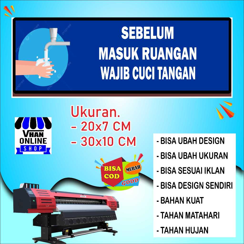

Cetak Stiker Tulisan Wajib Cuci Tangan Bahan Tahan Air Biru